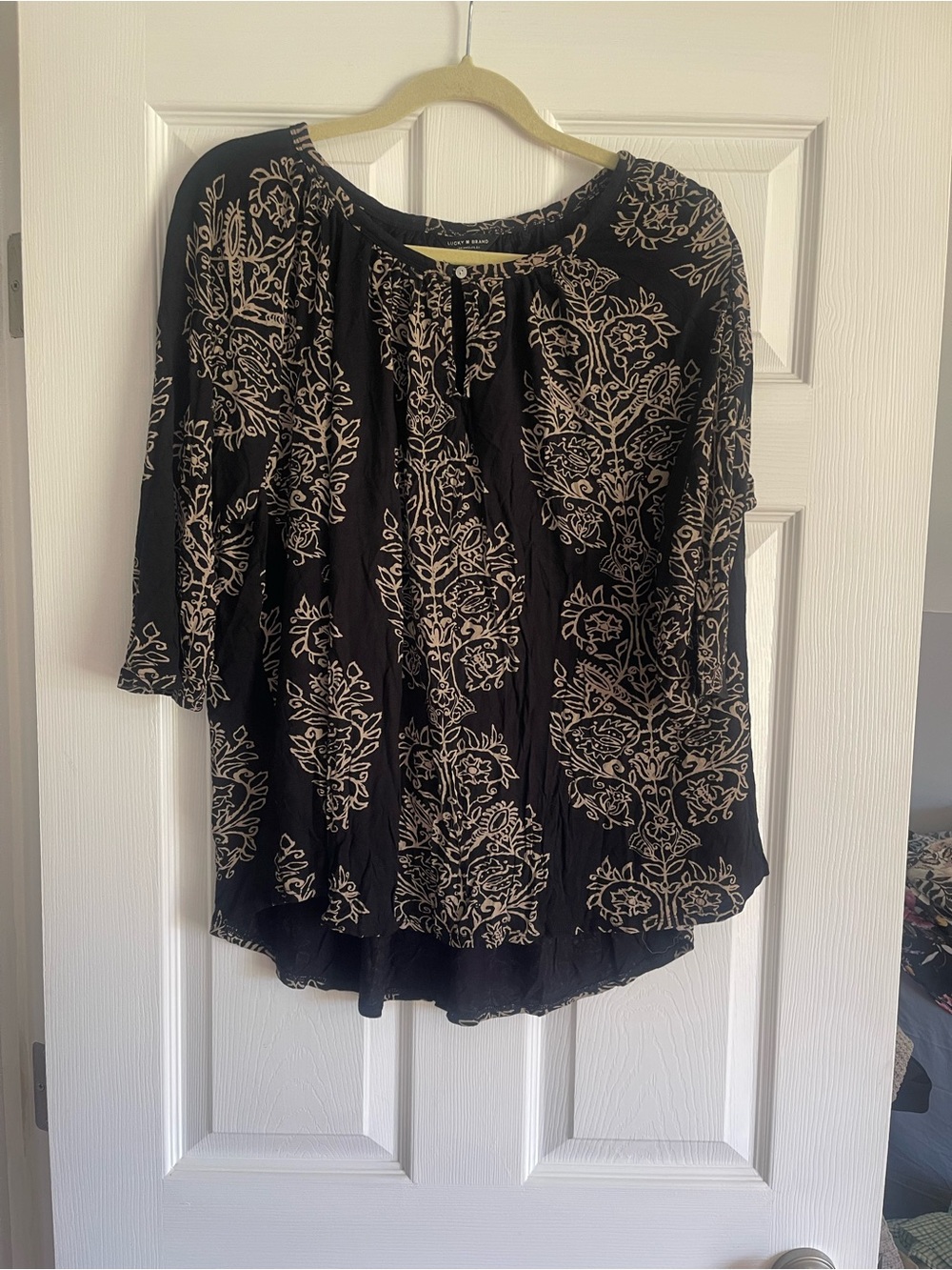 Lucky Brand Black Tunic with Cream Floral Print